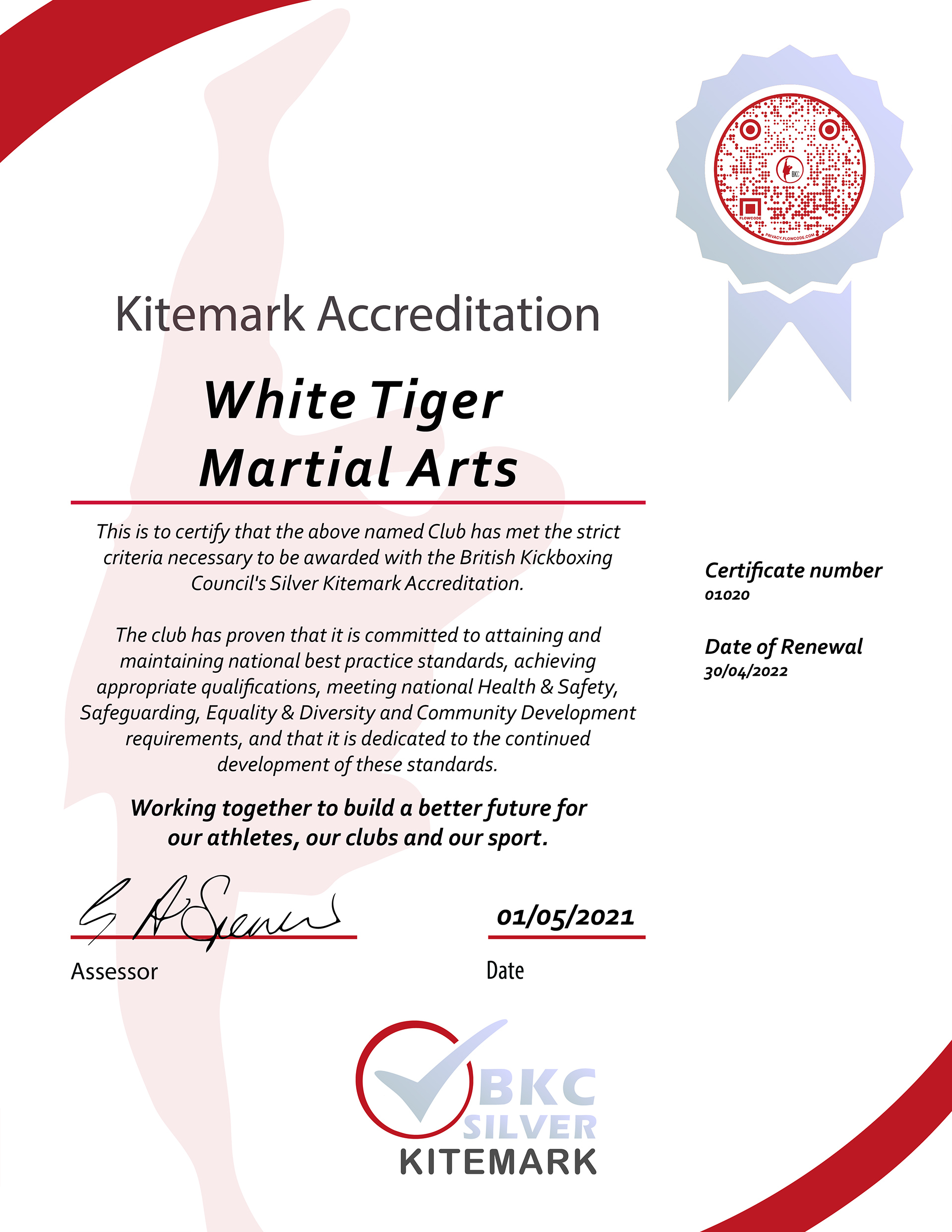 British Kickboxing Council Silver Kitemark Accreditation